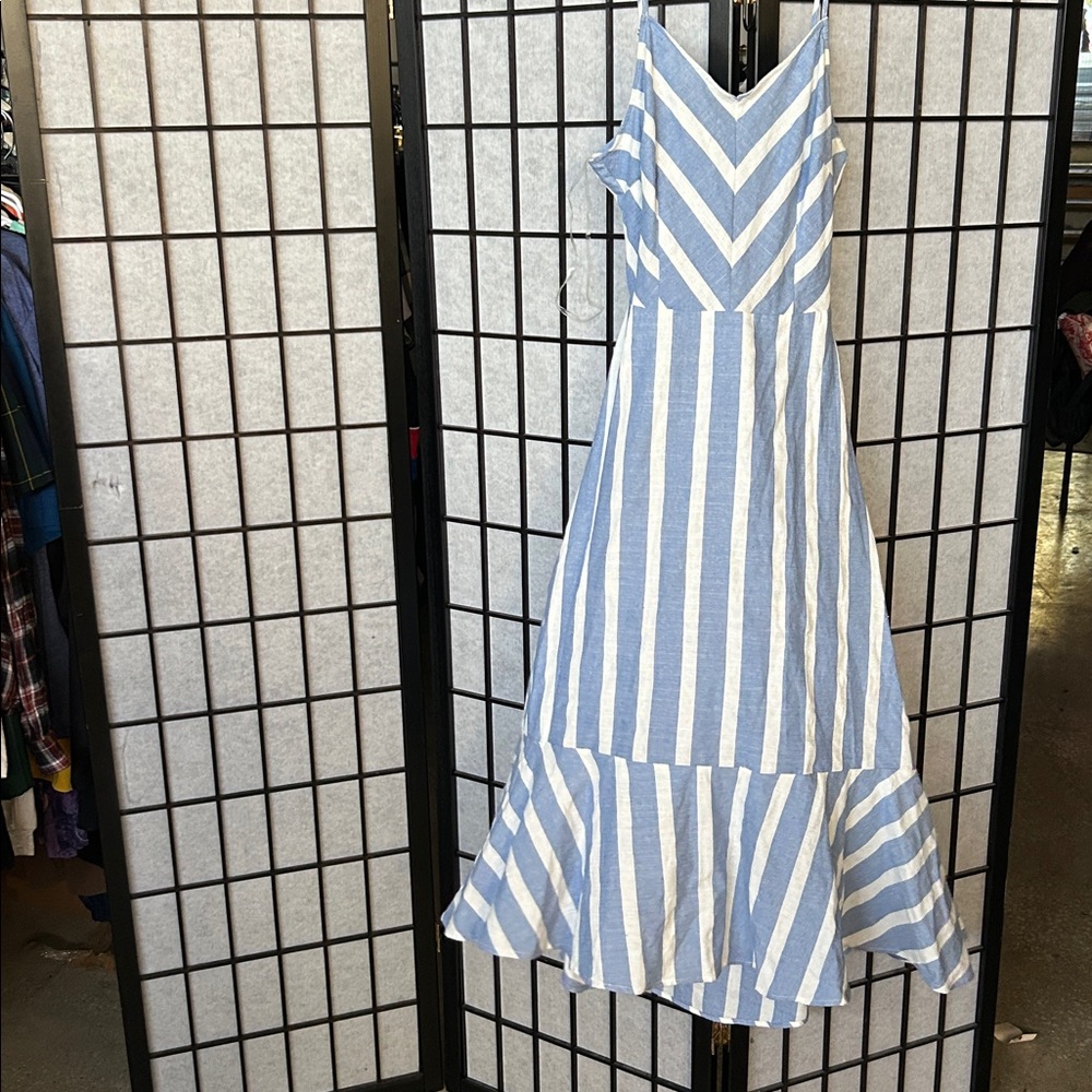 Cozy Casual Blue and White Dress